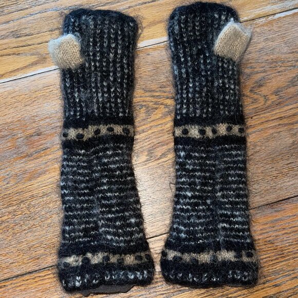 FRENCH KNOT wool 12" hand warmers/fleece lined - Picture 1 of 9